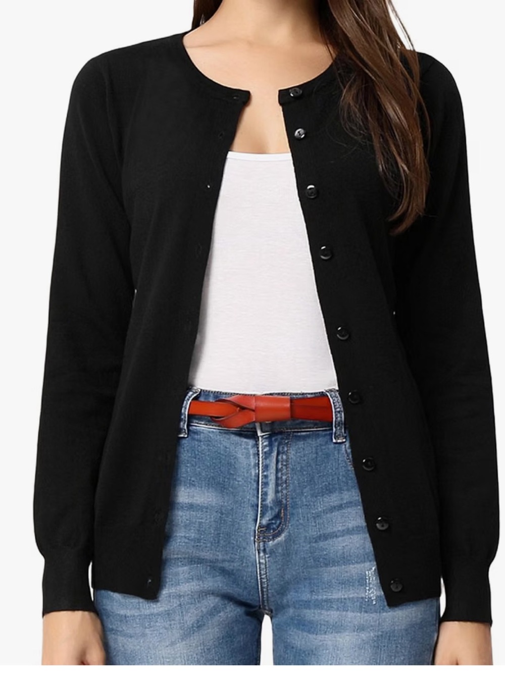 Grace Karin Women’s Small Black Button Front Cardigan Sweater Viscose Knit